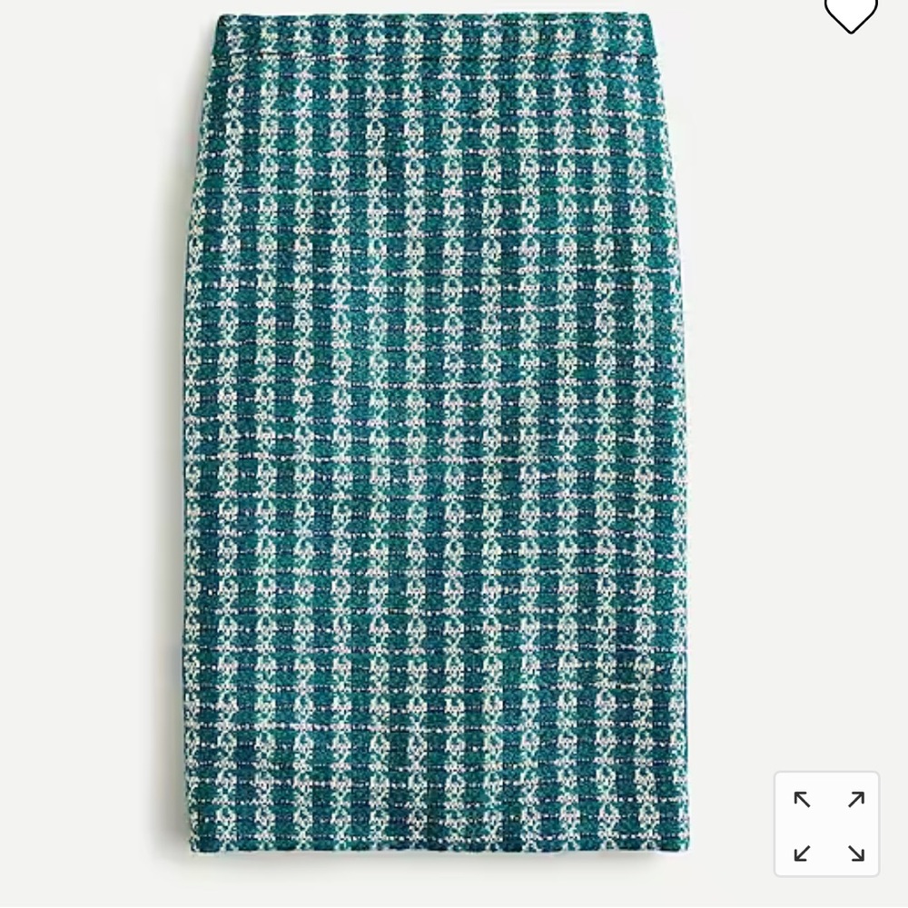 NWT JCrew Emerald Green Tweed Pencil Skirt No. 2, Size 4